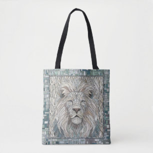 Lion Portrait Mosaic Art  Tote Bag