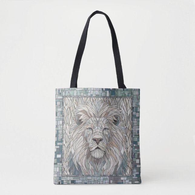 Lion Portrait Mosaic Art  Tote Bag (Front)