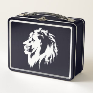 Lion Portrait (white) Metal Lunch Box