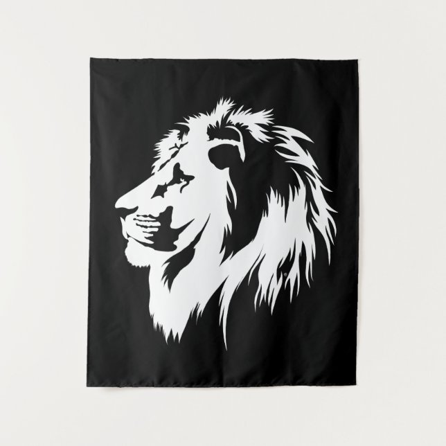 Lion Portrait (white) Tapestry (Front)