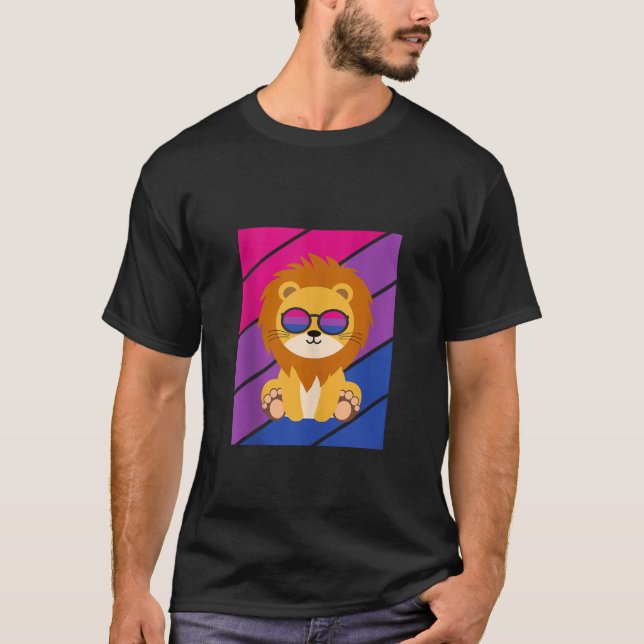 Lion Pride Bisexual Flag LGBTQ Proud Ally Pride Su T-Shirt (Front)