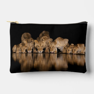 Lion Pride Drinks at the Water Hole at Night Accessory Pouch