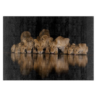Lion Pride Drinks at the Water Hole at Night Cutting Board