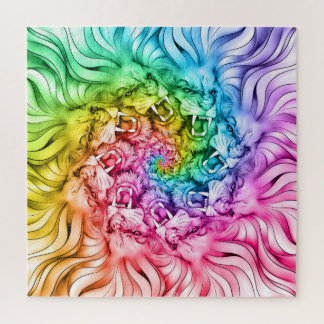 Lion Pride Mandala Rainbow Swirl Jigsaw Puzzle