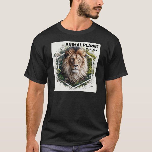 Lion Printed T-Shirt - Animal Art (Front)