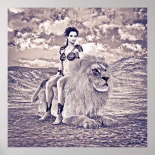 Lion Queen Fantasy Poster