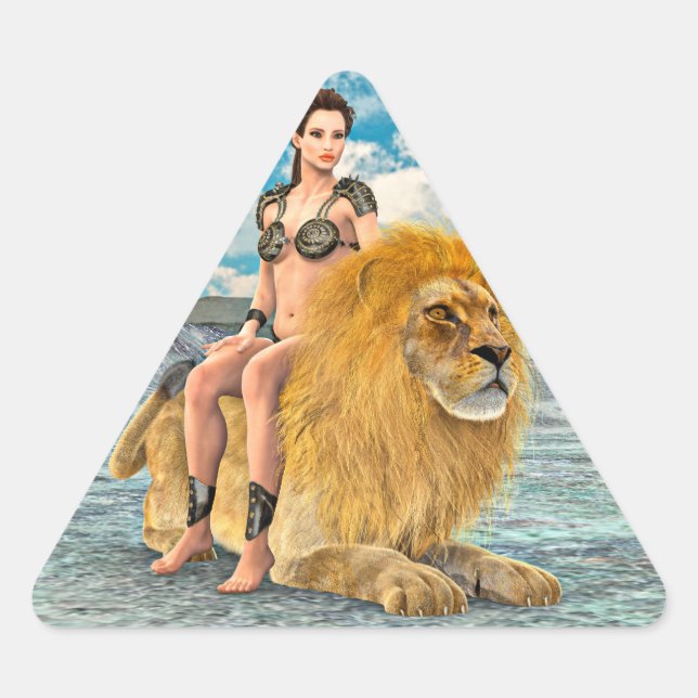 Lion Queen Fantasy Triangle Sticker (Front)