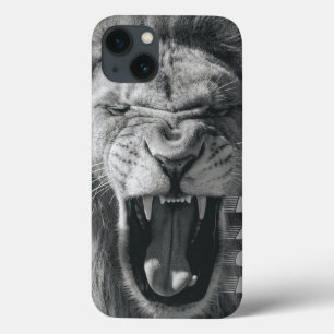 Lion Rage Black and White Roar iPhone 13 Case