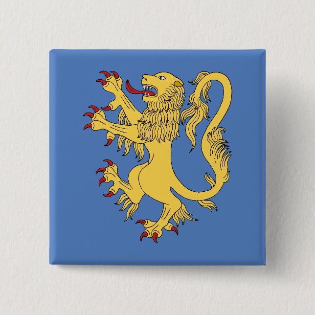 Lion Rampant 15 Cm Square Badge (Front)