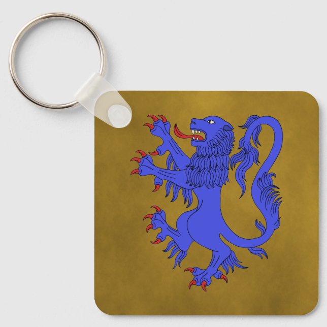 Lion Rampant Azure Key Ring (Front)