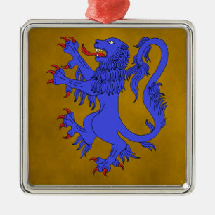 Lion Rampant Azure Metal Tree Decoration