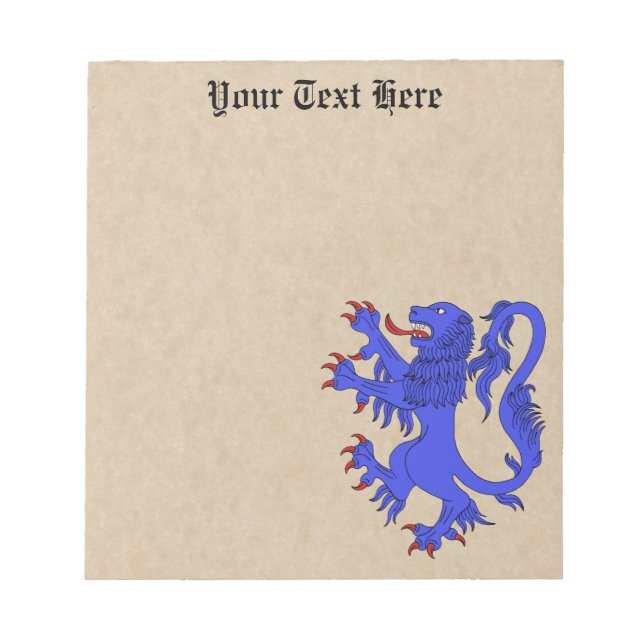 Lion Rampant Azure Notepad (Front)
