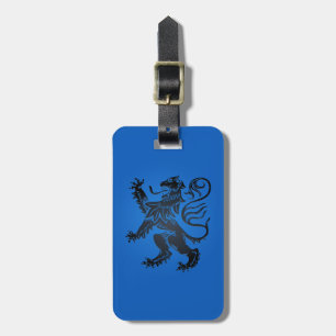 Lion Rampant Design, Intricate Blue and Black Luggage Tag