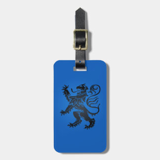 Lion Rampant Design, Intricate Blue and Black Luggage Tag