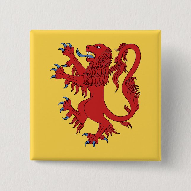 Lion Rampant Gules 15 Cm Square Badge (Front)