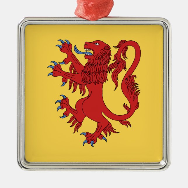Lion Rampant Gules Metal Tree Decoration (Front)