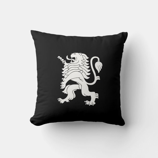 Lion Rampant Heraldry Throw Pillow (Front)