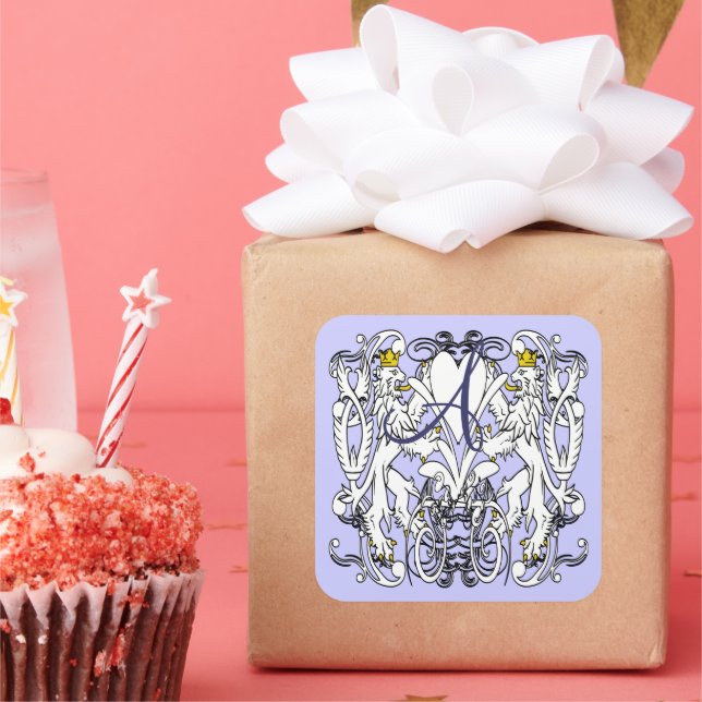 Lion Rampant Renaissance Wedding Square Sticker (Party)