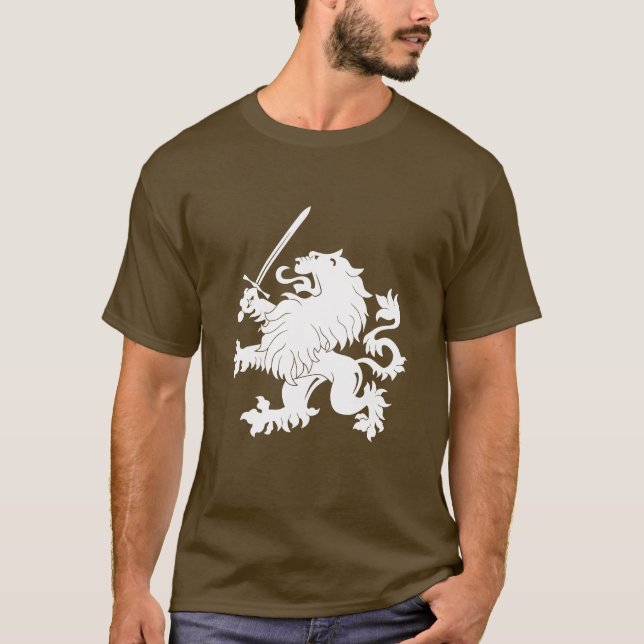 Lion Rampant with Sword Heraldry T-Shirt (Front)