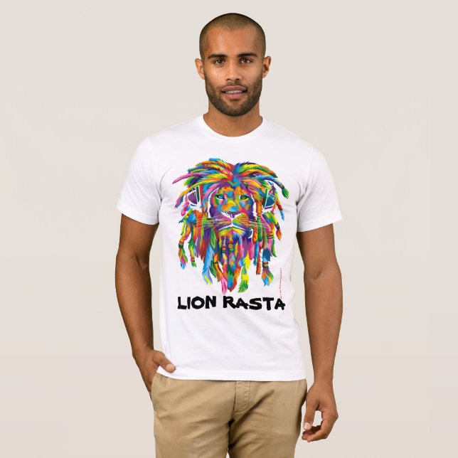 Lion Rasta Rastafarian Dreadlocks Art T shirt (Front Full)