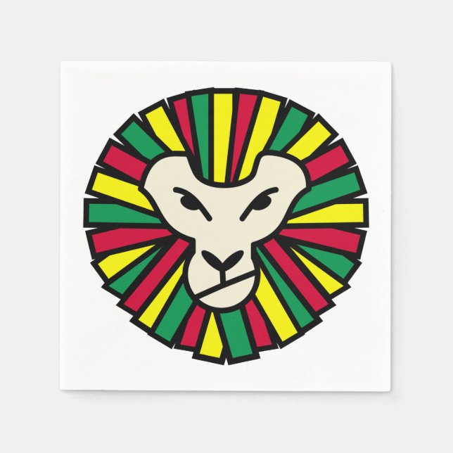 Lion Rastafarian Flag Napkin (Front)