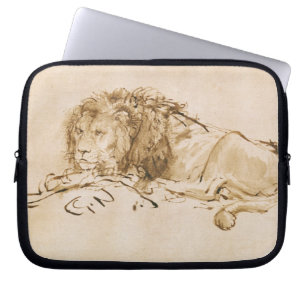 Lion Resting (pen and ink on paper) Laptop Sleeve