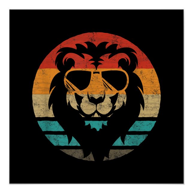 Lion Retro Style Vintage Poster (Front)