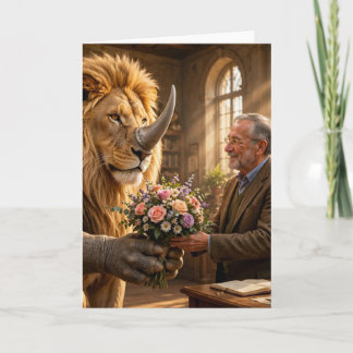 Lion Rhino Flower Delivery Card