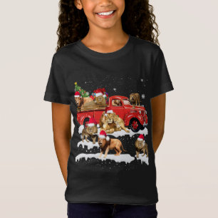 Lion Riding Red Truck Merry Christmas X-mas Ugly G T-Shirt