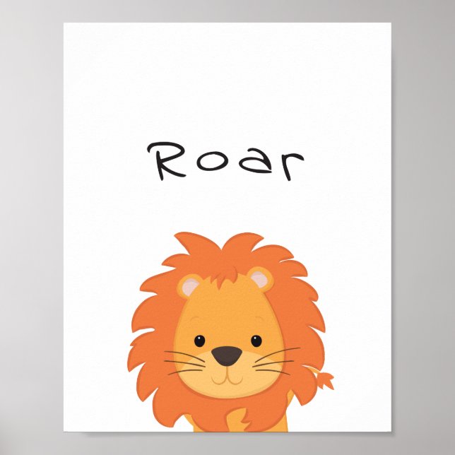 Lion Roar Nursery Poster, Animal Kidsroom Wall Art (Front)