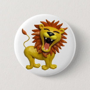 Lion Roaring 6 Cm Round Badge