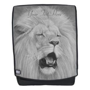 Lion roaring big cat original art wildlife backpack