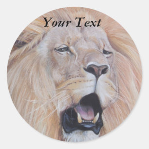 lion roaring big cat wildlife classic round sticker