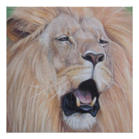 lion roaring big cat wildlife realist art