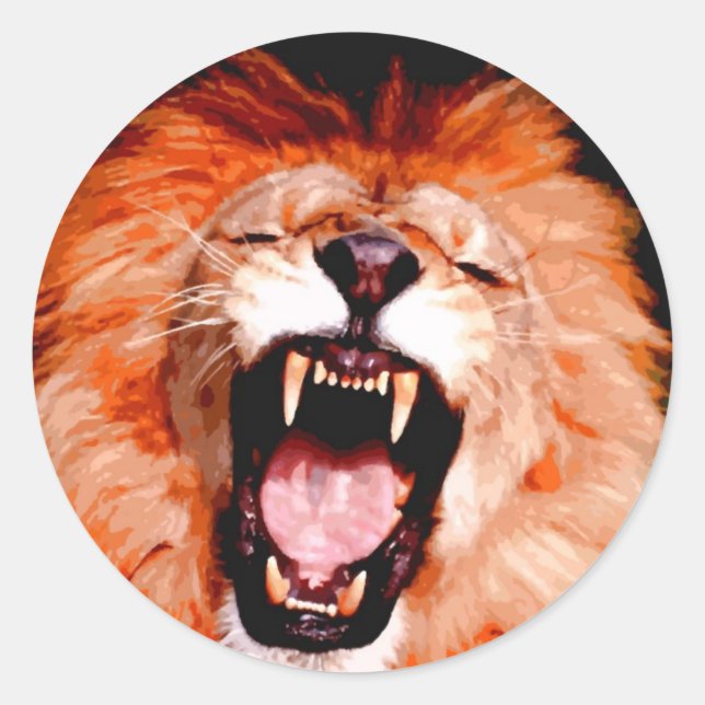 Lion Roaring Classic Round Sticker (Front)