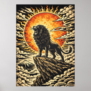 Lion Roaring In The Sun - Inspirational Art Poster