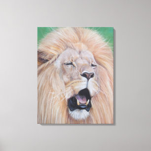 Lion roaring original wildlife art painting canvas print