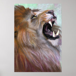 lion roaring poster