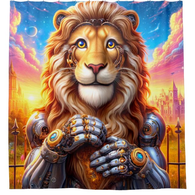 Lion Robot Shower Curtain (Front)