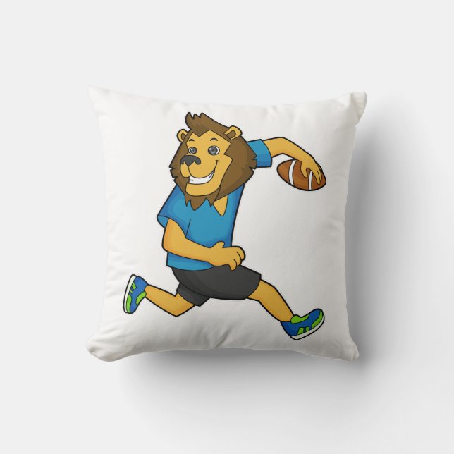 Lion Rugby player Football Cushion (Front)