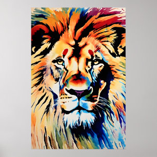 Lion Safari Art Print, Nursery or Dorm Safari Poster