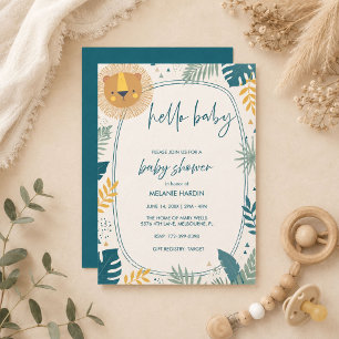 Lion Safari Hello Baby Shower Invitation