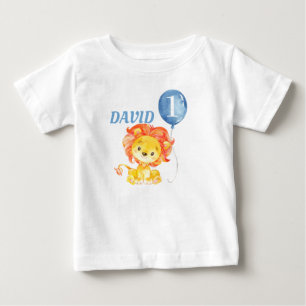 Lion Safari Jungle Blue Baby Boy Birthday T-Shirt