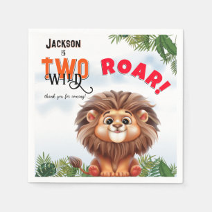 Lion Safari Two Wild Kids Birthday Napkin