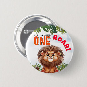 Lion Safari Wild One Kids Birthday 6 Cm Round Badge