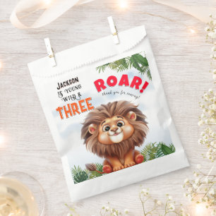 Lion Safari Wild & Three Kids Third Birthday Favour Bags