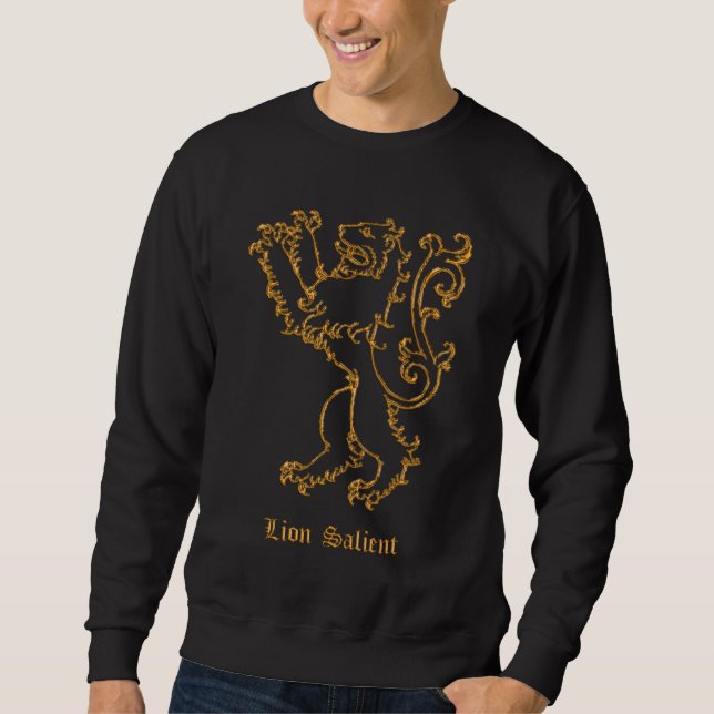 Lion salient mediaeval heraldry sweatshirt (Front)
