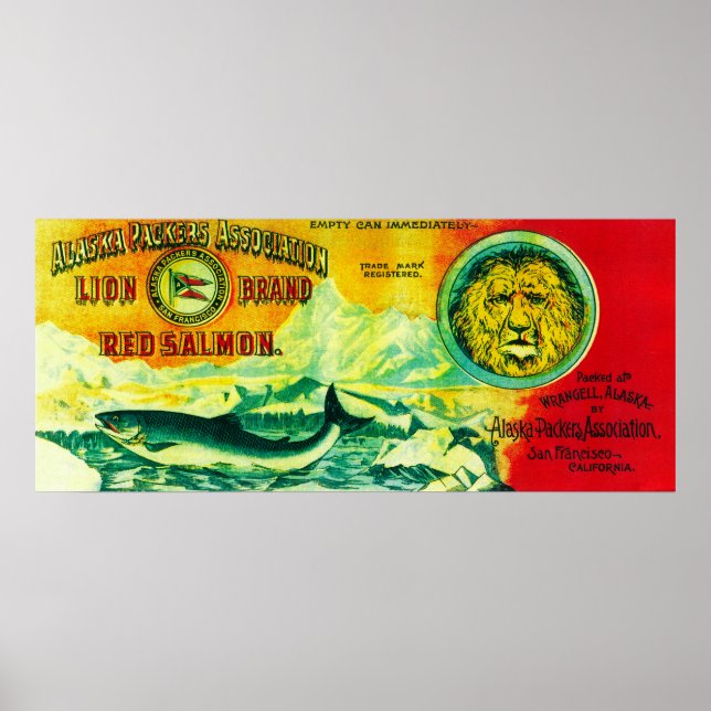 Lion Salmon Can LabelWrangell, AK Poster (Front)