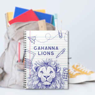 Lion School Doodles on Ruled Paper Spiral Notebook