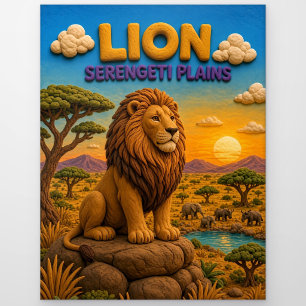 Lion Serengeti Plains Modern KlayKoo Postcard